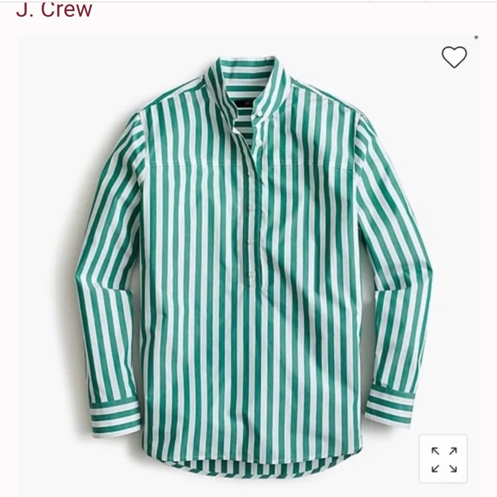J. Crew NWT popover shirt xl green white stripes size 16